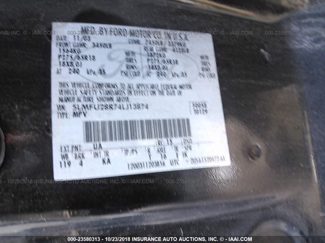 5LMFU28R74LJ13874 - 2004 LINCOLN NAVIGATOR Қара фото 9