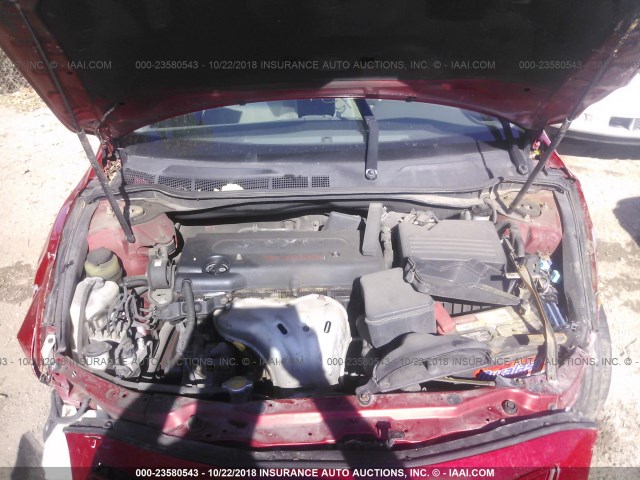 4T1BE46K29U275154 - 2009 TOYOTA CAMRY SE/LE/XLE RED photo 10