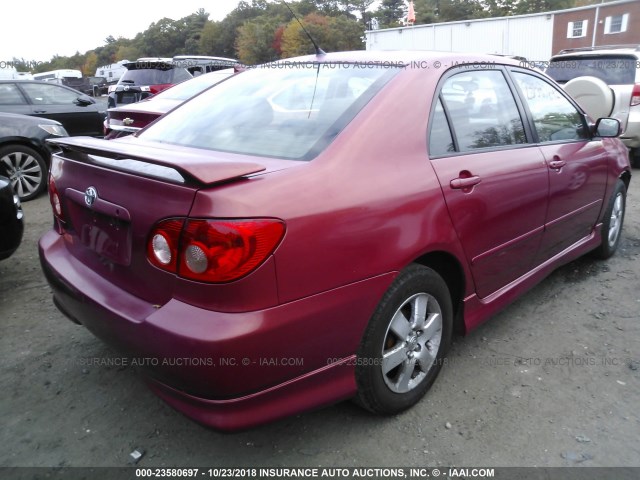 2T1BR32E05C454366 - 2005 TOYOTA COROLLA CE/LE/S RED photo 4