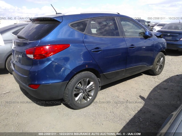 KM8JU3AG6FU007196 - 2015 HYUNDAI TUCSON LIMITED/SE BLUE photo 4