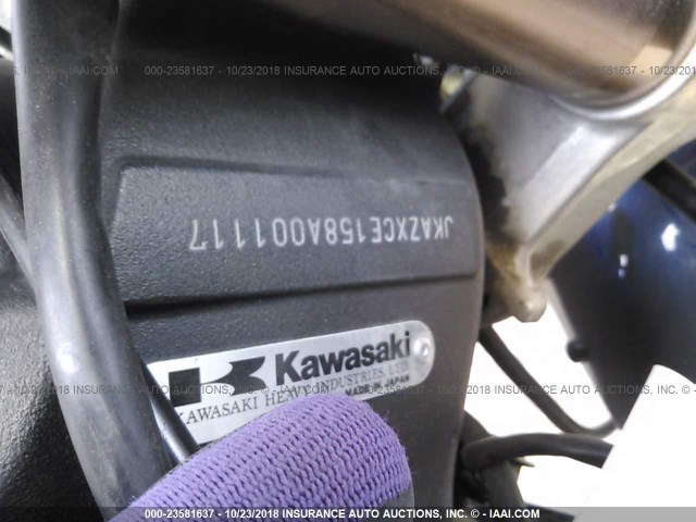 JKAZXCE158A001117 - 2008 KAWASAKI ZX1000 E BLUE photo 10