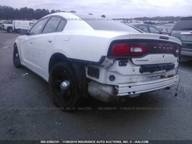 2C3CDXAG2DH627665 - 2013 DODGE CHARGER POLICE WHITE photo 3