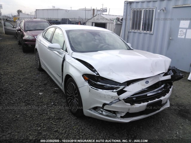 3FA6P0RU0JR225277 - 2018 FORD FUSION TITANIUM/PLATINUM HEV WHITE photo 1