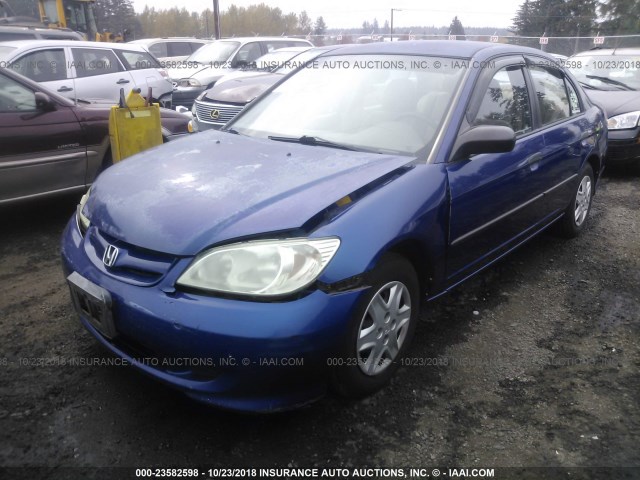2HGES163X4H570243 - 2004 HONDA CIVIC DX VP BLUE photo 2