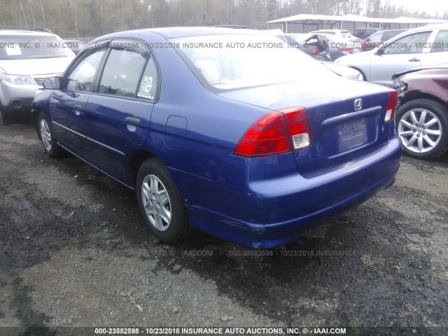 2HGES163X4H570243 - 2004 HONDA CIVIC DX VP BLUE photo 3