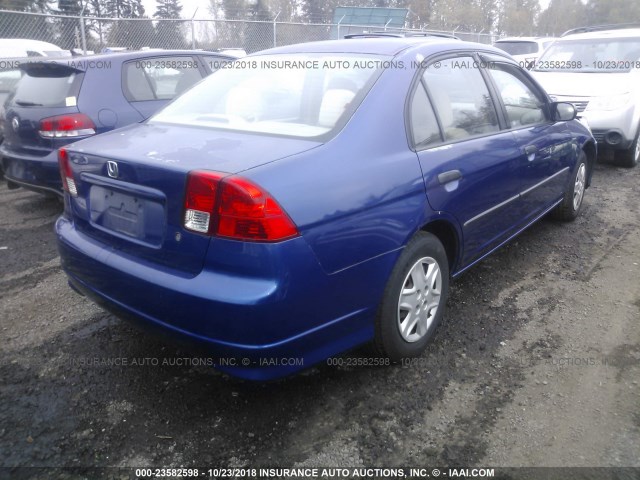 2HGES163X4H570243 - 2004 HONDA CIVIC DX VP BLUE photo 4