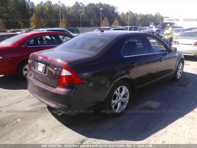 3FAHP0HA1CR194088 - 2012 FORD FUSION SE 勃艮第红 照片 4