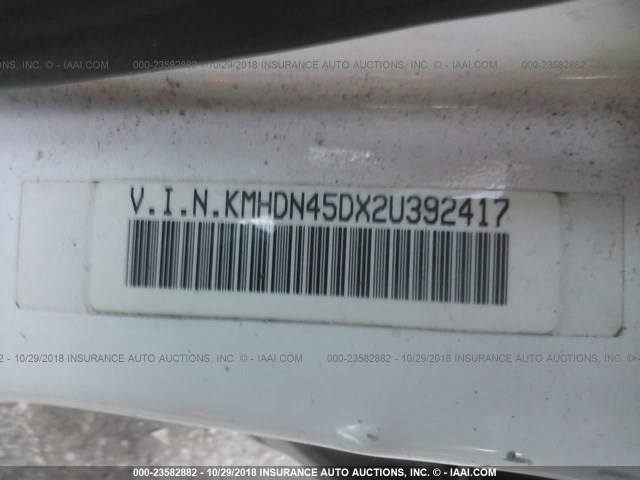 KMHDN45DX2U392417 - 2002 HYUNDAI ELANTRA GLS/GT WHITE photo 9