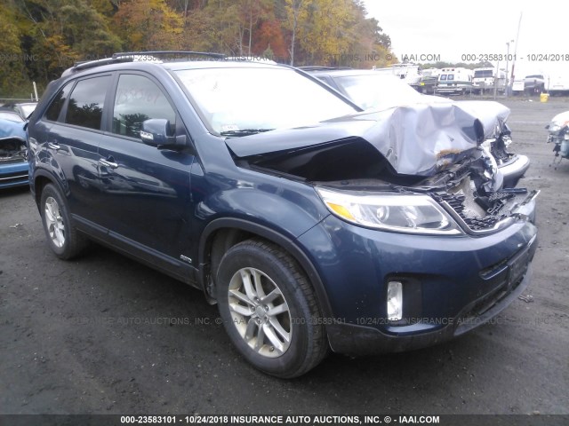 5XYKTDA62EG462880 - 2014 KIA SORENTO LX BLUE photo 1