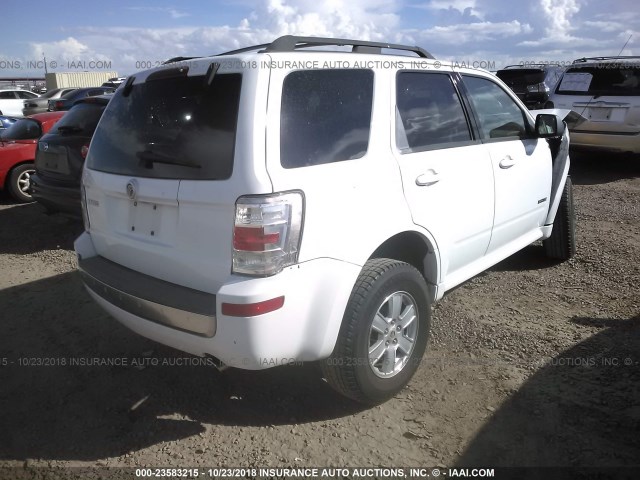 4M2CU81Z08KJ10960 - 2008 MERCURY MARINER WHITE photo 4