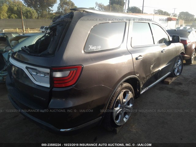 1C4RDHDG9FC750487 - 2015 DODGE DURANGO LIMITED GRAY photo 4