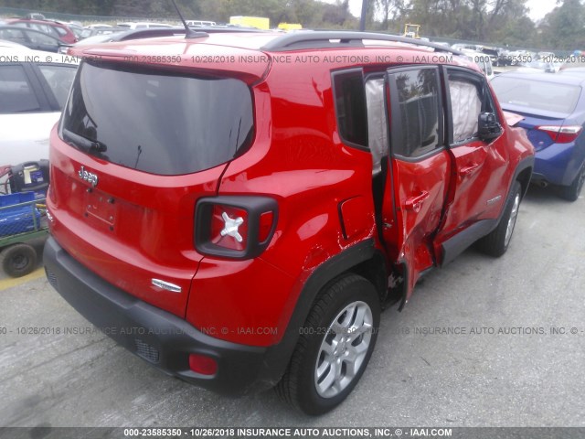 ZACCJBBB9HPF36956 - 2017 JEEP RENEGADE LATITUDE RED photo 4