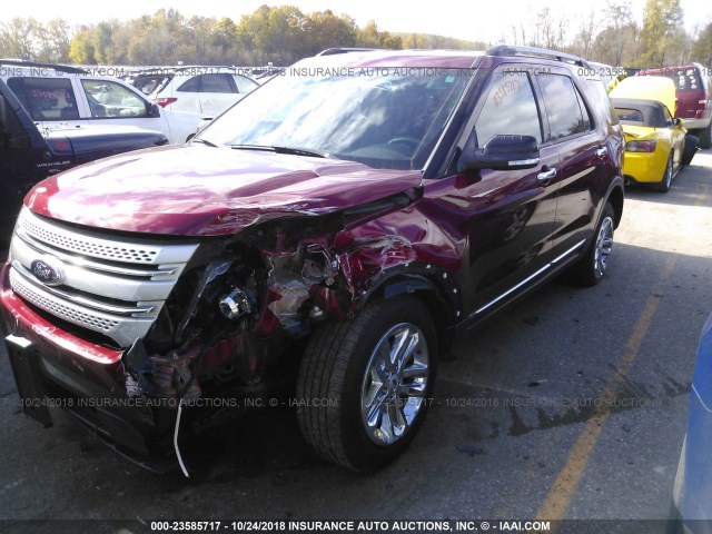 1FM5K8D84FGA58526 - 2015 FORD EXPLORER XLT RED photo 2