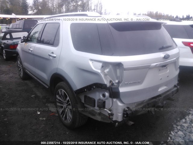 1FM5K8HT5HGE12961 - 2017 FORD EXPLORER PLATINUM SILVER photo 3