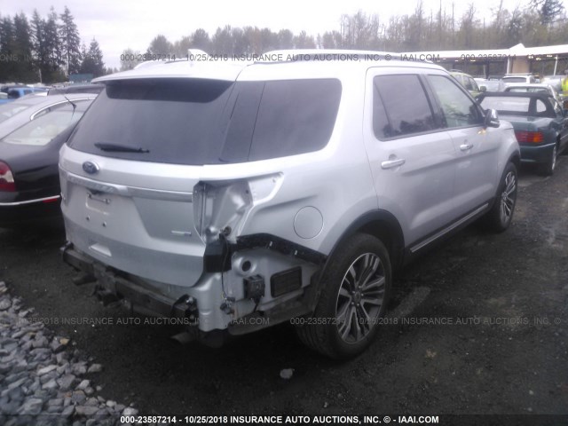 1FM5K8HT5HGE12961 - 2017 FORD EXPLORER PLATINUM SILVER photo 4