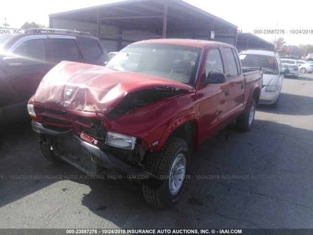 1B7GG2AX6YS664420 - 2000 DODGE DAKOTA QUAD RED photo 2