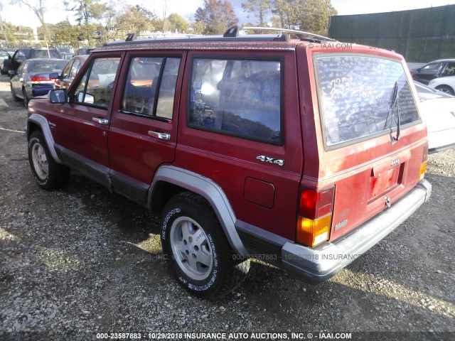 1J4FJ58SXML611419 - 1991 JEEP CHEROKEE LAREDO RED photo 3