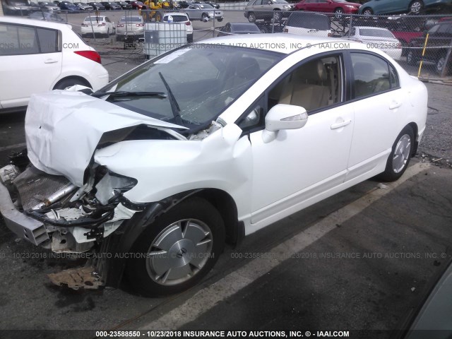 JHMFA36288S013871 - 2008 HONDA CIVIC HYBRID WHITE photo 2