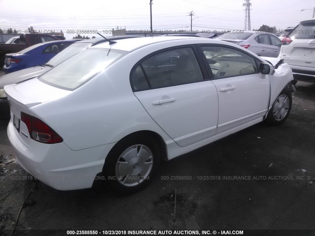 JHMFA36288S013871 - 2008 HONDA CIVIC HYBRID WHITE photo 4