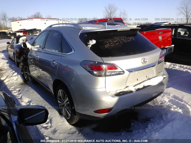 2T2BK1BA8FC330607 - 2015 LEXUS RX 350/BASE/F SPORT SILVER photo 3