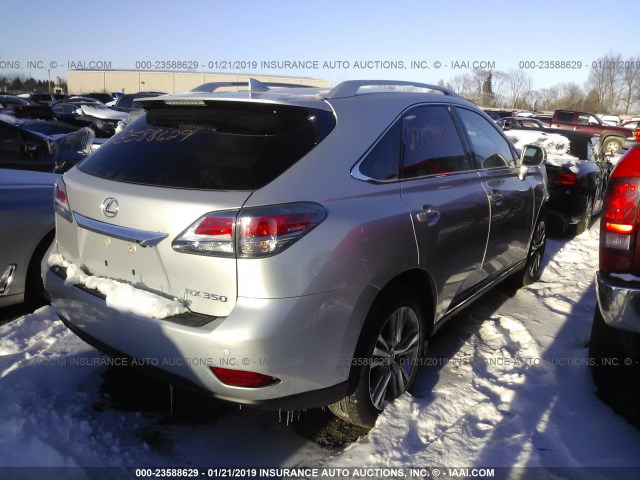 2T2BK1BA8FC330607 - 2015 LEXUS RX 350/BASE/F SPORT SILVER photo 4