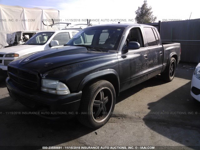 1B7HL48N22S622740 - 2002 DODGE DAKOTA QUAD SLT BLACK photo 2