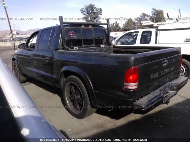 1B7HL48N22S622740 - 2002 DODGE DAKOTA QUAD SLT BLACK photo 3