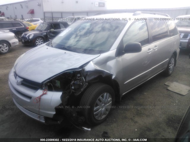 5TDZA23C85S315719 - 2005 TOYOTA SIENNA CE/LE SILVER photo 2