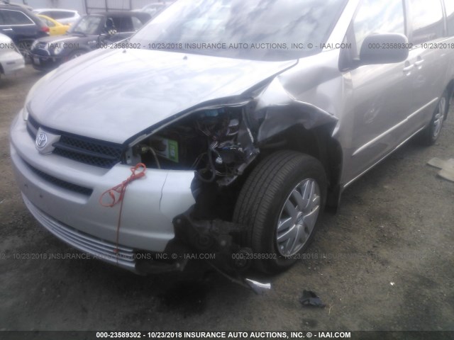 5TDZA23C85S315719 - 2005 TOYOTA SIENNA CE/LE SILVER photo 6