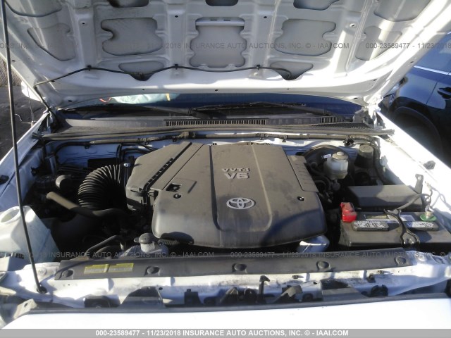 3TMJU4GN5CM138359 - 2012 TOYOTA TACOMA DOUBLE CAB PRERUNNER WHITE photo 10