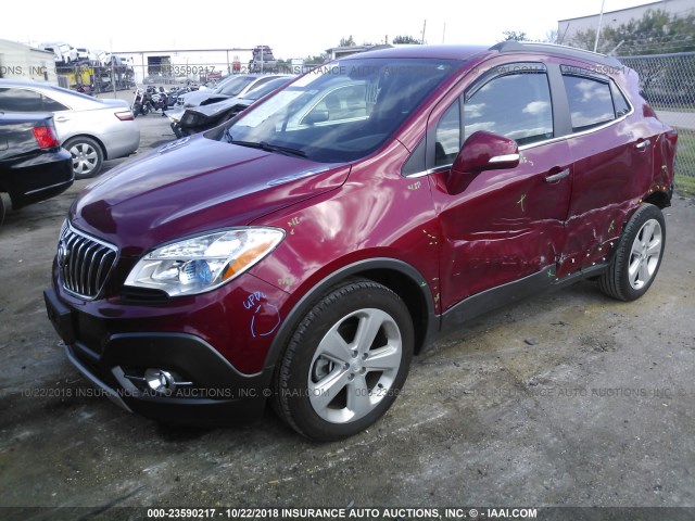 KL4CJCSB9FB214566 - 2015 BUICK ENCORE RED photo 2