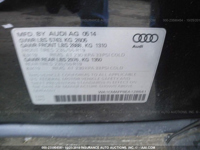 WA1CMAFP8EA128641 - 2014 AUDI Q5 TDI/PREMIUM PLUS BLACK photo 9