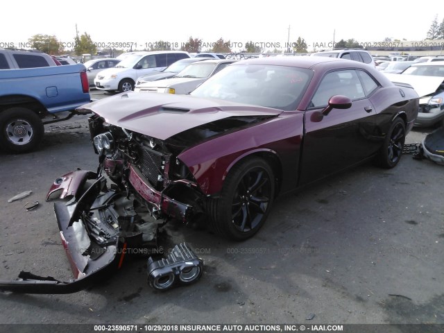 2C3CDZAG2JH332508 - 2018 DODGE CHALLENGER SXT RED photo 2