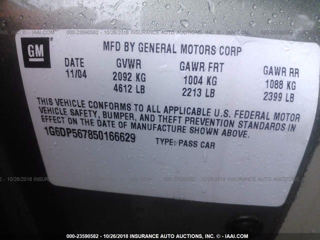 1G6DP567850166629 - 2005 CADILLAC CTS HI FEATURE V6 GOLD photo 9