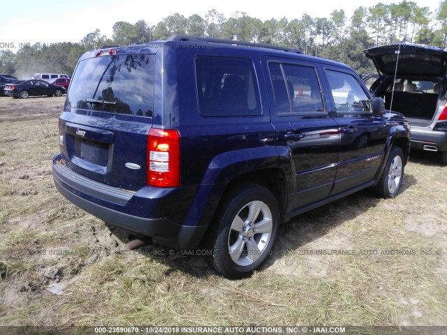 1C4NJRFBXDD101741 - 2013 JEEP PATRIOT LATITUDE BLUE photo 4