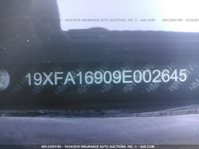 19XFA16909E002645 - 2009 HONDA CIVIC EXL 红色 照片 9