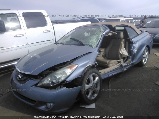 4T1FA38P95U062986 - 2005 TOYOTA CAMRY SOLARA SE/SLE BLUE photo 2