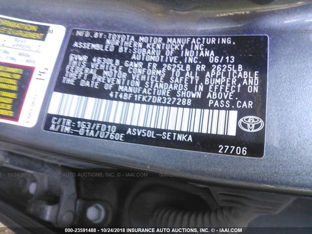 4T4BF1FK7DR327288 - 2013 TOYOTA CAMRY L/SE/LE/XLE Boz foto 9