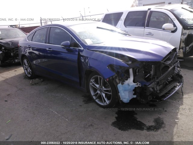 3FA6P0D93DR190533 - 2013 FORD FUSION TITANIUM BLUE photo 1