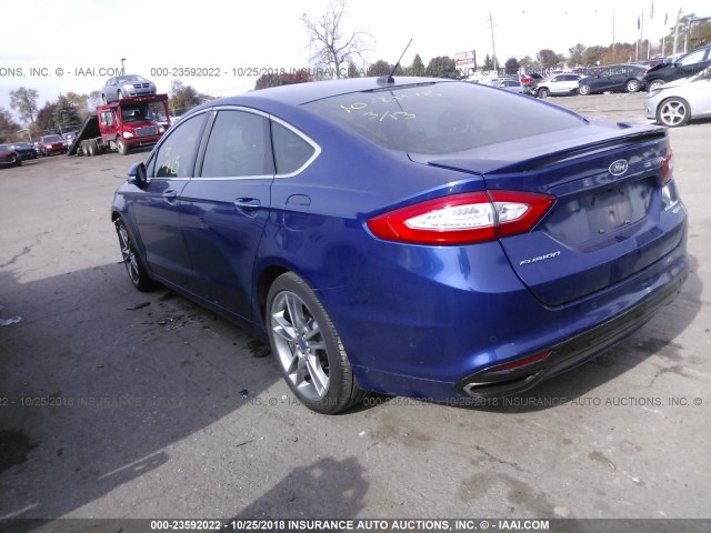 3FA6P0D93DR190533 - 2013 FORD FUSION TITANIUM BLUE photo 3