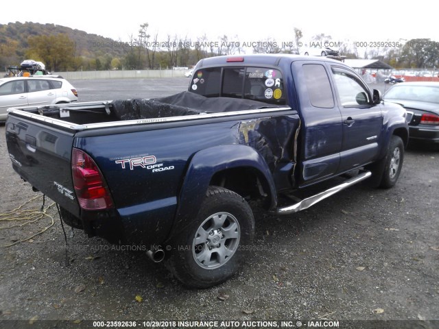 5TETU62N56Z308481 - 2006 TOYOTA TACOMA PRERUNNER ACCESS CAB BLUE photo 4