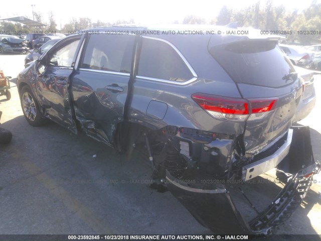 5TDDZRFH6JS891144 - 2018 TOYOTA HIGHLANDER LIMITED/LTD PLATINUM GRAY photo 3