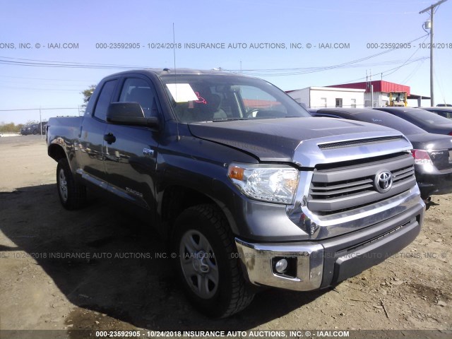 5TFUW5F10EX382123 - 2014 TOYOTA TUNDRA DOUBLE CAB SR/SR5 GRAY photo 1