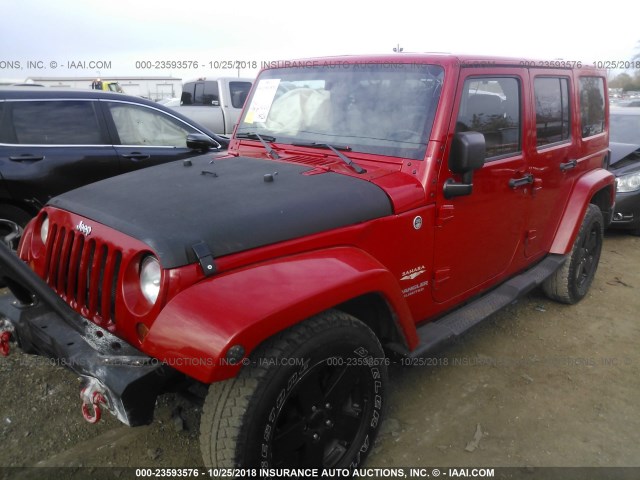 1J4BA5H17BL572775 - 2011 JEEP WRANGLER UNLIMITE SAHARA RED photo 2