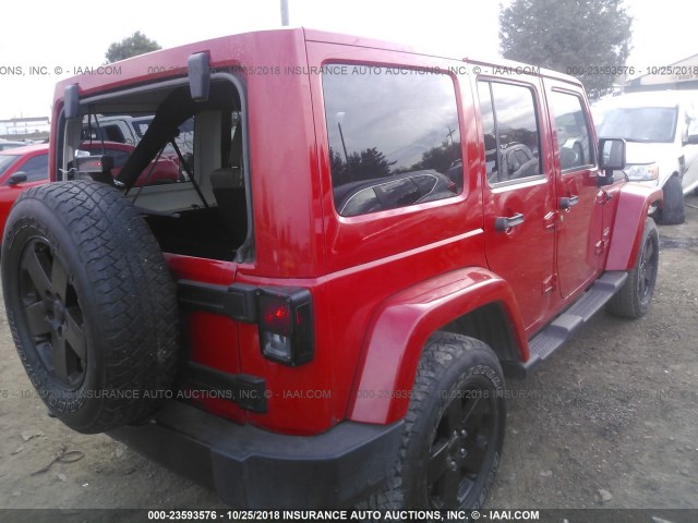 1J4BA5H17BL572775 - 2011 JEEP WRANGLER UNLIMITE SAHARA RED photo 4