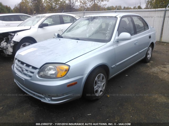 KMHCG45C43U491474 - 2003 HYUNDAI ACCENT GL Light Blue photo 2