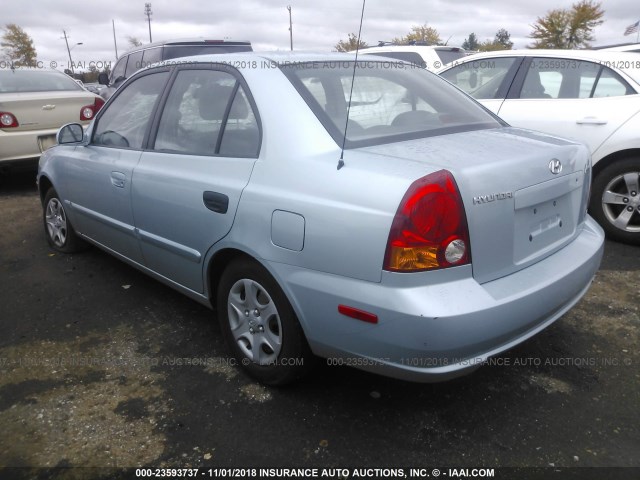 KMHCG45C43U491474 - 2003 HYUNDAI ACCENT GL Light Blue photo 3