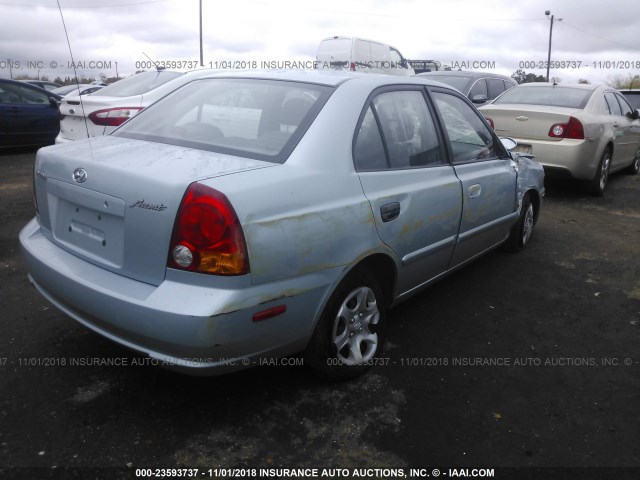 KMHCG45C43U491474 - 2003 HYUNDAI ACCENT GL Light Blue photo 4