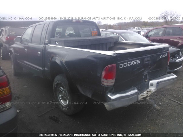 1B7GG2AN0YS734475 - 2000 DODGE DAKOTA QUAD BLACK photo 3