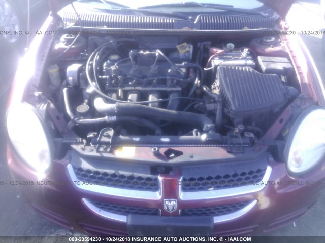 1B3ES56CX4D568576 - 2004 DODGE NEON SXT MAROON photo 10